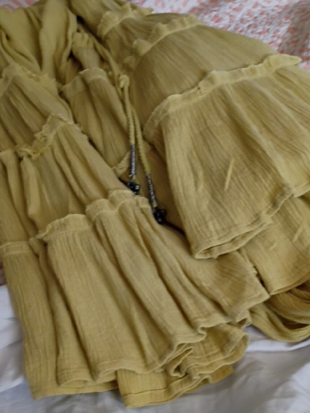 Free People Yellow Smocked Ruffle-Tier Maxi Skirt - Picture 5 of 5